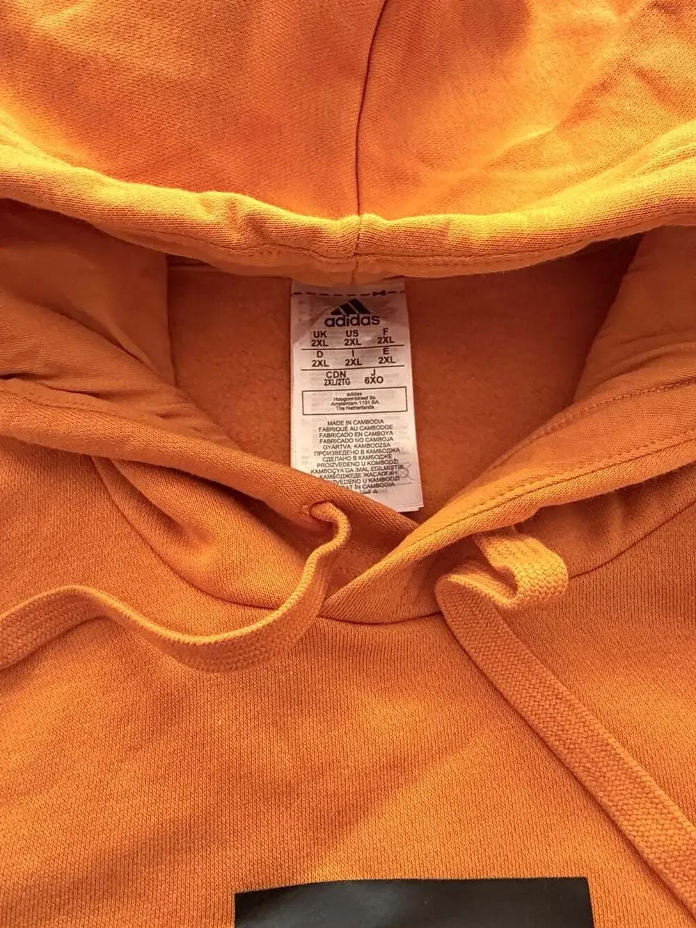 Adidas Sweatshirt Men Large Orange Logo Pullover Hoodie Athletic Gym Run Trefoil